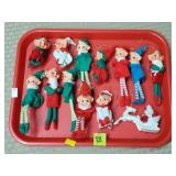 Lot of Vtg Elf Christmas Elf Ornaments & Santa