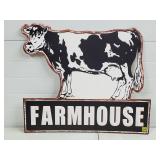 Cow Farmhouse Embossed Metal Sign