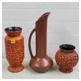 Royal Haeger Brown MCM Ewer, Brushed Orange