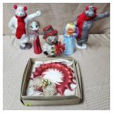 Vintage Xmas Sequin Bears, Snowman, & Wreath