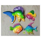 Lot of 4 Mexican Pottery TropicalFish Wall Plaques