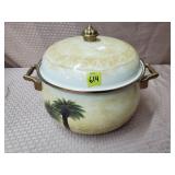 Vitroceramic Palm Tree Motif Roasting Pot w/ Lid