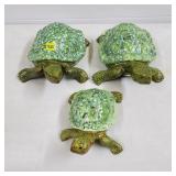 Lot of 3 Ceramic Turtle Statues