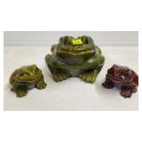 Lot of 3 Ceramic Frog Statues