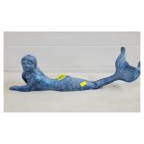 Blue Cast Iron Mermaid Statue