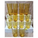 Lot of Vtg Amber Coin Dot Glass Tumblers