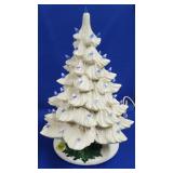 16 3/4" HWhite Ceramic Christmas Tree w/ Blue
