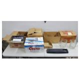 Box Lots of Barware, Pitchers, Shot Glasses, Dish