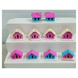 Lot of Vintage Cardboard House Xmas Ornaments