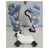 Large Ceramic Dutch Boy & Girl Statues w/ Lamb