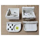 Vintage White Porcelain Bathroom Fixture Parts Lot