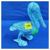 6 1/2" H Blue Cast Iron Pelican Statue