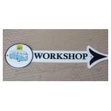 Cast Iron VW Bus Workshop Arrow SIgn