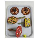 Lot of Vtg Toy MFG Co. Tin Halloween Noisemakers