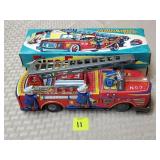Tin Friction Fire Engine Car w/ Original Box
