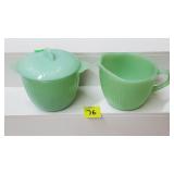Fire-King Ovenware Jadite Sugar & Creamer