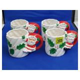 Lot of 4 Vtg Handpainted Taiwan Xmas Mugs