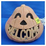 Vtg Ceramic Jack O Lantern Welcome Light Up Light
