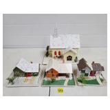 Vtg Handmade Cardboard Christmas Houses &