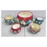 (5) Painted Ceramic Flower Pots