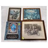 3 Vintage Motorcycle Pictures & Prints, Plaque