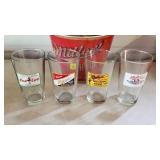 Miller High Life Ice Bucket w/ 4 Tumbler Glasses