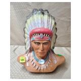 Vintage Ceramic Bisque Native American Bust