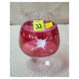 Vtg Cranberry/Flash Glass Brandy Glass