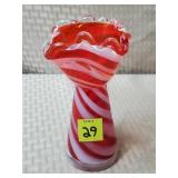 Red Swirl Art Glass Vase