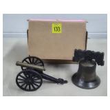 Vtg Brass & Cast Iron Toy Cannon & Vintage Liberty