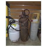Lot of Propane Tanks, Torch, Gas Cylinder
