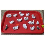 Lot of Mini Porcelain Bunny, Birds, Ducks, Skunks