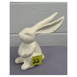 4 3/8" H Cast Iron White Rabbit Figurine