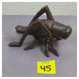 Cast Iron Brown Painted Grasshopper Figurine