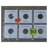 Lot of (6) Indian Head Pennies