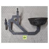 Antique Victorian Cast Iron Oil Lamp Wall Sconce