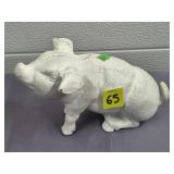 Cast Iron White Pig Statue