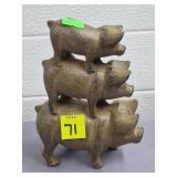 Cast Iron Brown Western Farmhouse Stacked Pigs