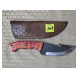 Damascus Steel Knife w/ Leather Sheath