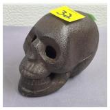 3" H Cast Iron Skull Bronze Finished Trinket Box