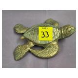Cast Iron Green Fished Sea Turtle Trinket Box