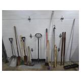 Large Lot of Shovels, Ice Scrappers, Yard Tools