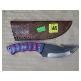 Damascus Steel Knife w/ Leather Sheath