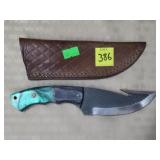 Damascus Steel Knife w/ Leather Sheath