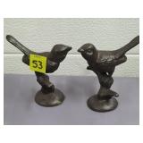 Lot of 2 Cast Iron Bronze Finished Birds on Branch