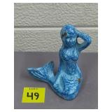 2 3/4" H Cast Iron Blue Mermaid Figurine