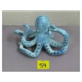 3" H Cast Iron Blue Octopus Figurine