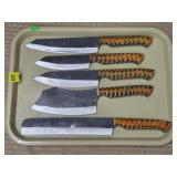 Lot of 5 Damascus Steel Kitchen Knives