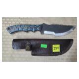 Damascus Steel Knife w/ Leather Sheath