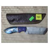 Damascus Steel Knife w/ Leather Sheath
